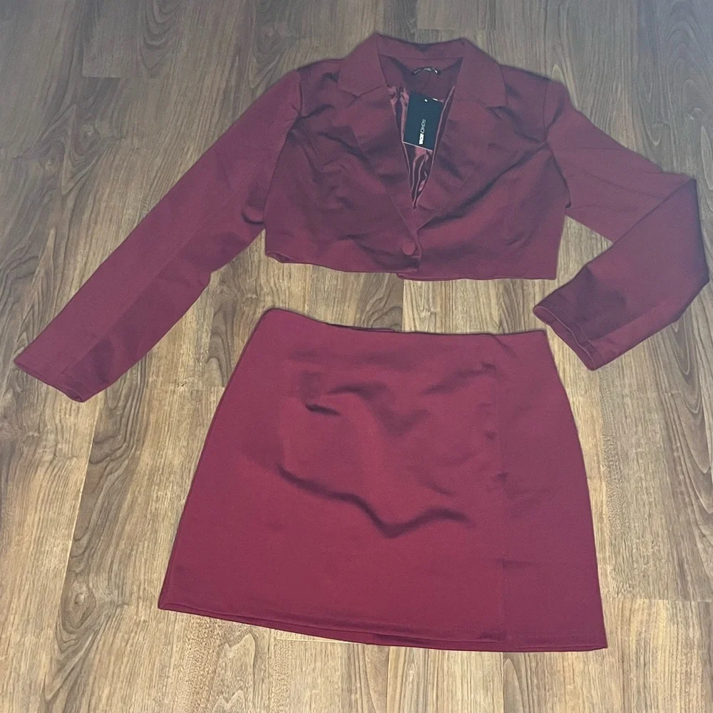 Fashion Nova | Remy Skirt Set | Dark Red | size Large - Picture 1 of 10